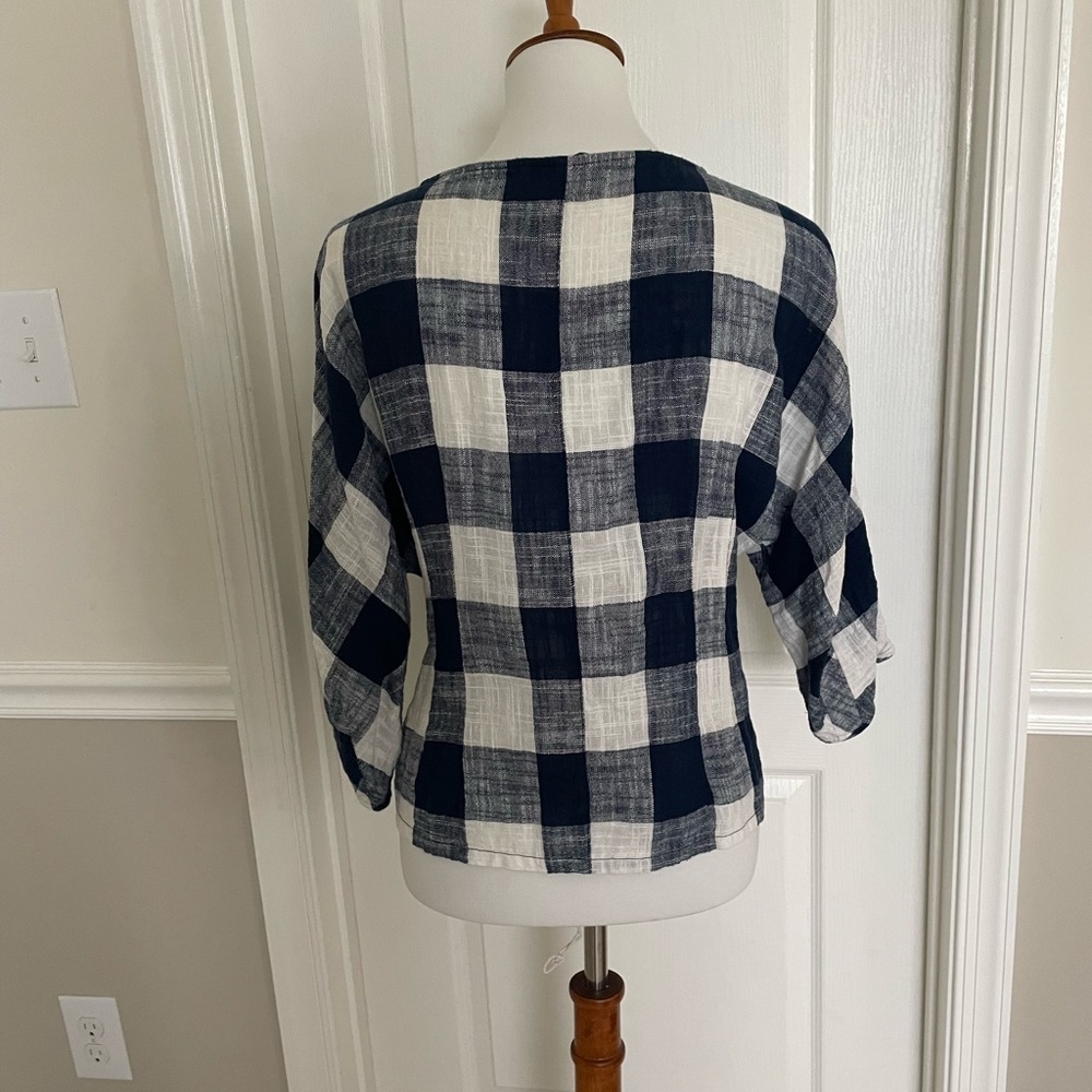 Zara Linen Gingham check Top - Picture 3 of 4